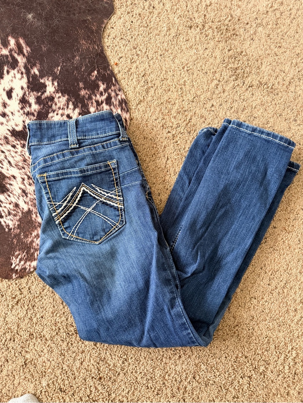 Ariat Women's Blue Boot Cut Jeans with Embroidered Back Pocket 30s
